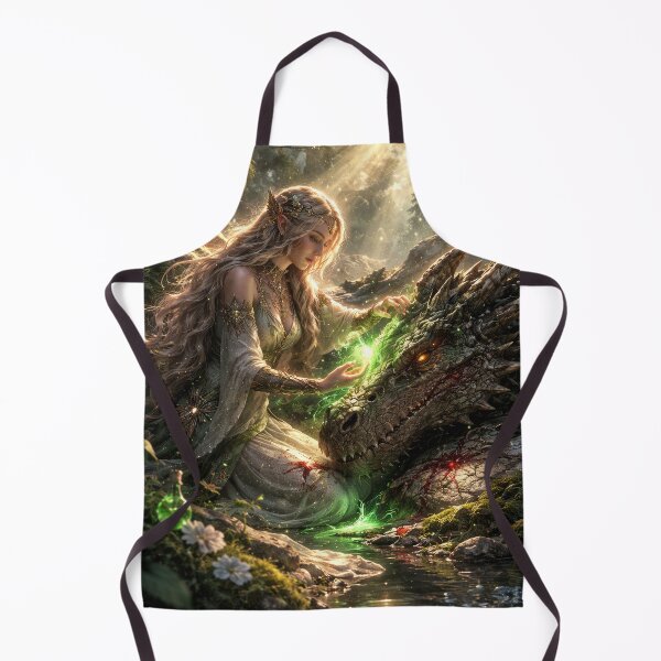 Item preview, Elf Healing Dragon – Magical Forest Fantasy Healer and Dragon Artwork designed and sold by DrakariArt.