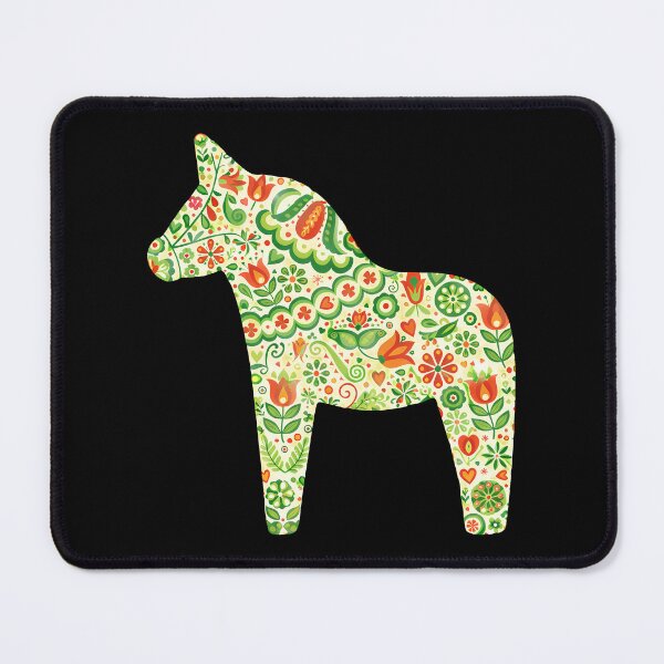 Item preview, Floral Dala Horse – Scandinavian Folk Art Fusion by heidiannemorris © designed and sold by FOLK ART FUSION by heidiannemorris.