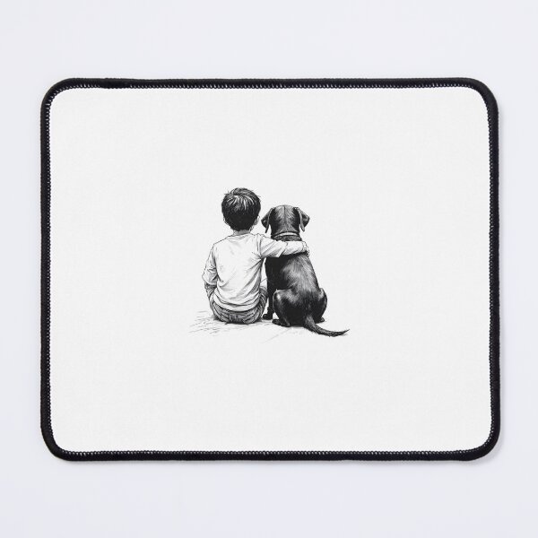 Item preview, Little Boy with Labrador – Heartwarming Sketch Style Dog Illustration designed and sold by Rosaliartbook.