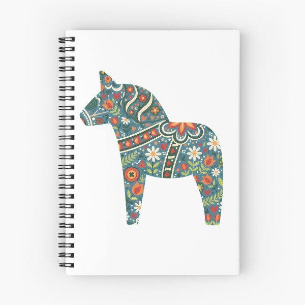 Item preview, Dark Blue Dala Horse – Scandinavian Folk Art Fusion by heidiannemorris © designed and sold by FOLK ART FUSION.