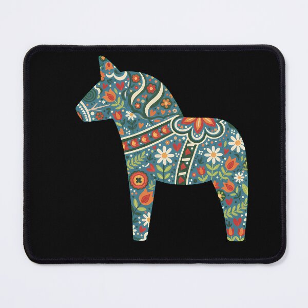 Item preview, Dark Blue Dala Horse – Scandinavian Folk Art Fusion by heidiannemorris © designed and sold by FOLK ART FUSION by heidiannemorris.