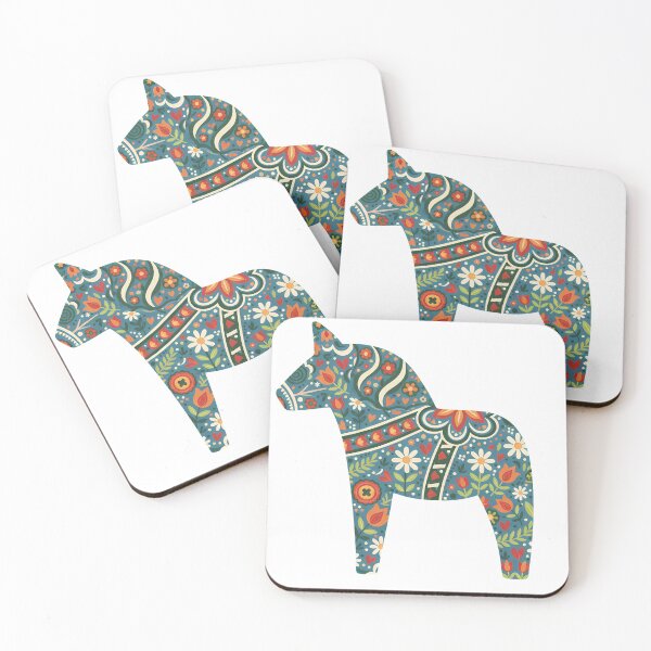 Artikelvorschau, Dunkelblaues Dala-Pferd – Skandinavische Volkskunst-Fusion von heidiannemorris © entworfen und verkauft von FOLK ART FUSION by heidiannemorris.