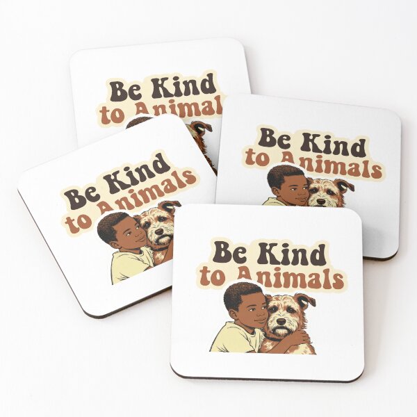 Item preview, Boy hugs dog while promoting kindness to animals in a warm setting during daytime retro designed and sold by SpaceartLilu.