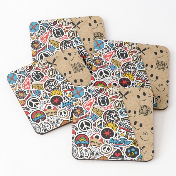 Item preview, 90s Skateboard Sticker Bomb Pattern - Vintage Chaos designed and sold by ViralVibeLab.