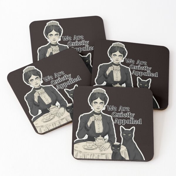 Item preview, Quietly Appalled Victorian Lady & Black Cats Gothic Art designed and sold by dreamparlor.