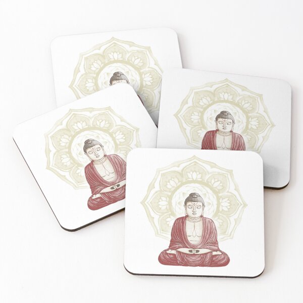 Item preview, Buddha Padma Watercolor - Fawn Earth Ruby - Gold Halo designed and sold by Irene Estelle.
