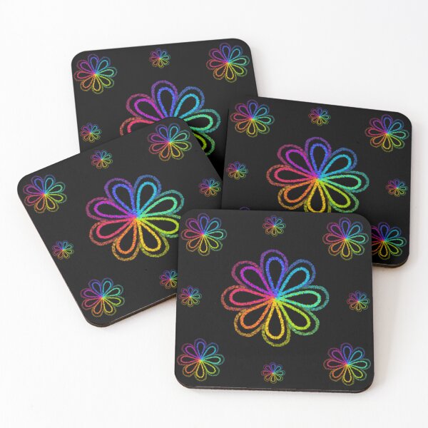 Item preview, Colorful Neon Rainbow Flower Pattern  designed and sold by RCsDigitalArt.
