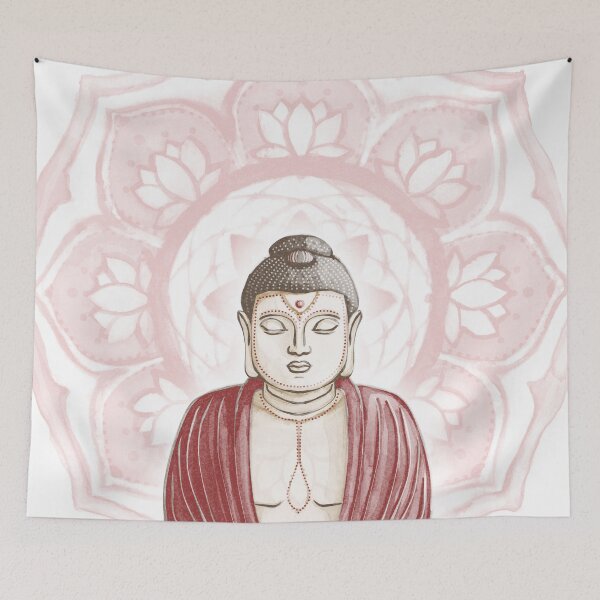 Item preview, Buddha Padma Watercolor - Fawn Earth Ruby - Rose Halo designed and sold by Irene Estelle.