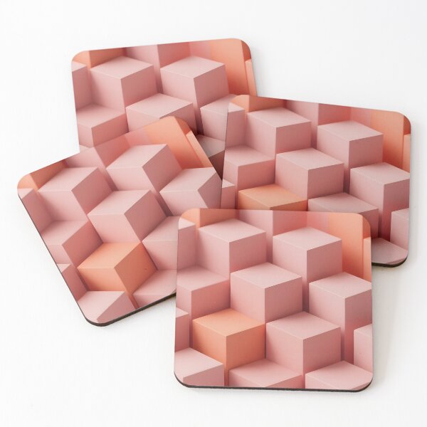 Item preview, 3D Isometric Peach and Coral Geometric Cubes designed and sold by homydesign.