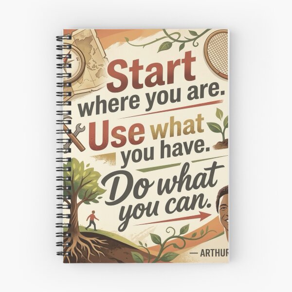 Item preview, Start Where You Are Arthur Ashe Quote Illustration designed and sold by KabronX.