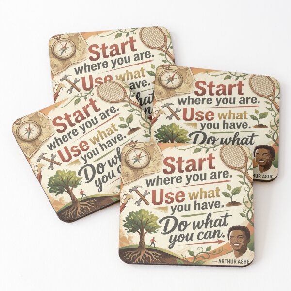 Item preview, Start Where You Are Arthur Ashe Quote Illustration designed and sold by KabronX.