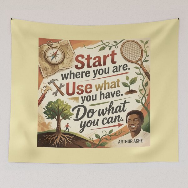 Item preview, Start Where You Are Arthur Ashe Quote Illustration designed and sold by KabronX.