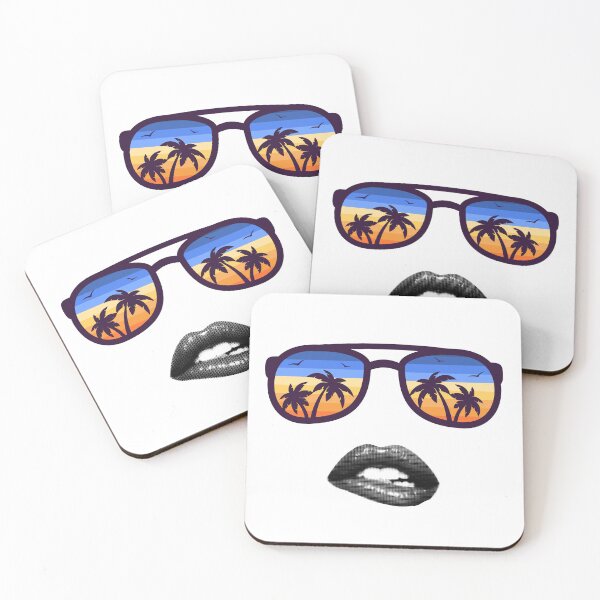 Item preview, 80s Retro Sunset Sunglasses Lips T-Shirt – Vaporwave Beach Aesthetic Graphic Tee designed and sold by TeeTimeMeTime.