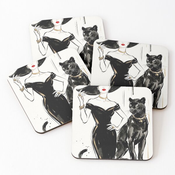 Item preview, Beautiful lady with a black panther. designed and sold by Natalia-Vlad.