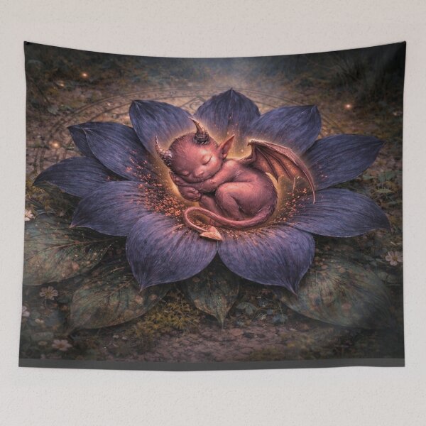 Item preview, Demon Familiar – Sleeping Infernal Spirit, Dark Fantasy Gothic Occult Art designed and sold by MoonlitCatacomb.
