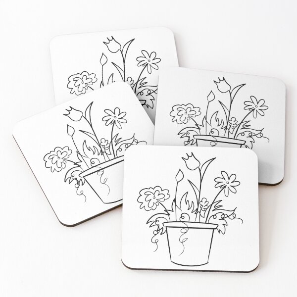 Item preview, Minimalist Potted Flowers Line Art - Botanical Illustration designed and sold by TheArtOfTreble.