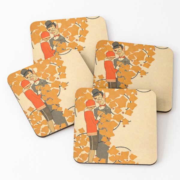 Item preview, Art Deco Illustration Romantic Couple Autumn Leaves for Vintage Art Lovers designed and sold by RickE.