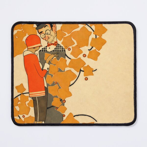 Item preview, Art Deco Illustration Romantic Couple Autumn Leaves for Vintage Art Lovers designed and sold by RickE.