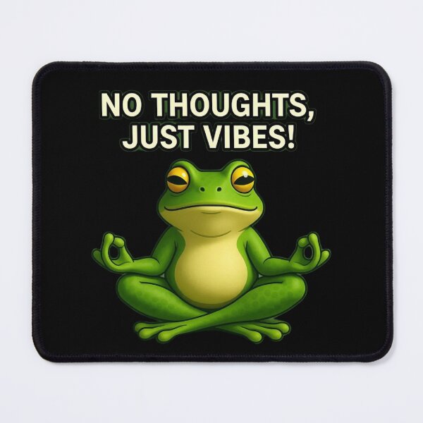 Item preview, No Thoughts Just Vibes Meditating Frog - Zen Yoga Frog Cartoon designed and sold by RohiMade.