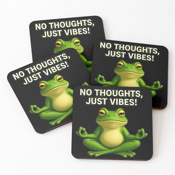 Item preview, No Thoughts Just Vibes Meditating Frog - Zen Yoga Frog Cartoon designed and sold by RohiMade.