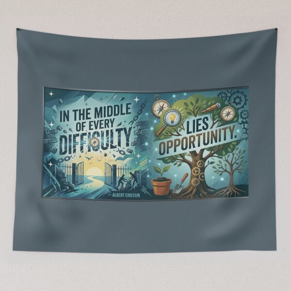 Item preview, Albert Einstein Opportunity in Difficulty Panoramic Art designed and sold by KabronX.