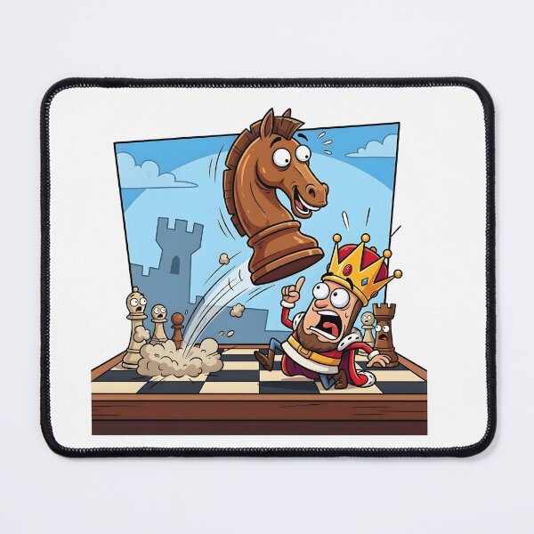 Item preview, Flying Knight Attack – Funny Chess Checkmate Cartoon Design designed and sold by ArdjaN_PL.