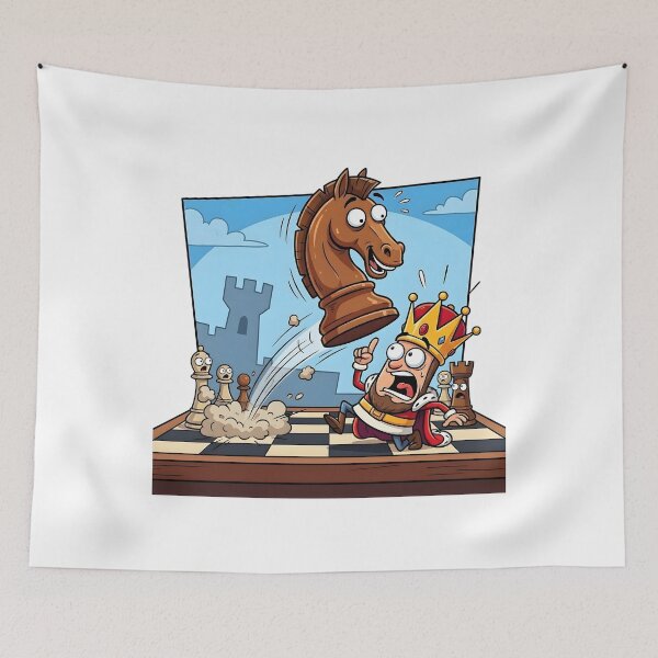 Item preview, Flying Knight Attack – Funny Chess Checkmate Cartoon Design designed and sold by ArdjaN_PL.