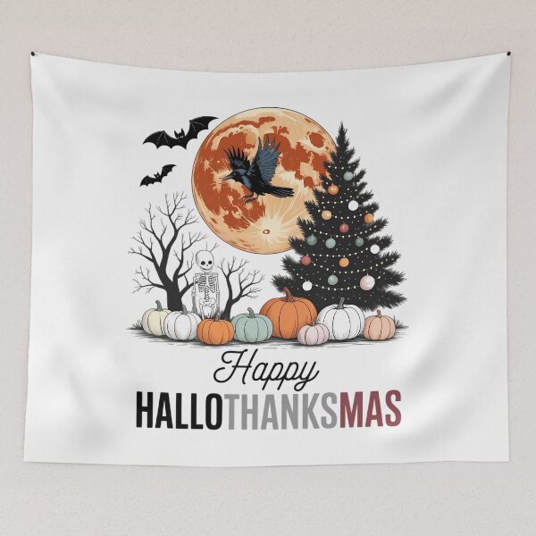 Item preview, Happy Hallothanksmas Happy Halloween Thanksgiving Christmas Holiday Season Halloween Fall Autumn designed and sold by Formatage.