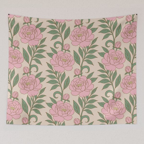 Item preview, Large Scale of Pink Peony Watercolor Seamless Pattern without dots — Vintage Botanical Floral designed and sold by DColourMuse.