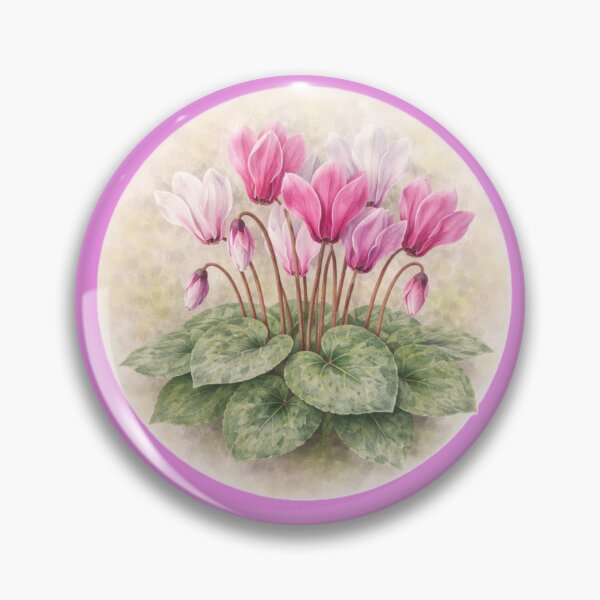 Item preview, Cyclamen Grace – Elegant Reflexed Bloom Circle Design designed and sold by TheJoyfulPen.