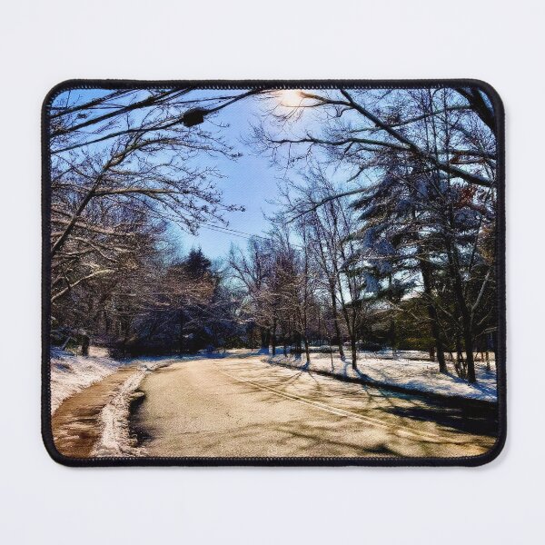 Item preview, A Snowy Path – Winter Sunrise Road Landscape Photography by Pamela Storch designed and sold by Pamela Storch.