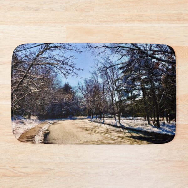 Item preview, A Snowy Path – Winter Sunrise Road Landscape Photography by Pamela Storch designed and sold by Pamela Storch.