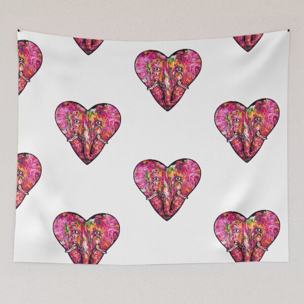 Item preview, Neon Elephant Heart Explosion – Trippy Abstract Animal Art designed and sold by BigBobInk.