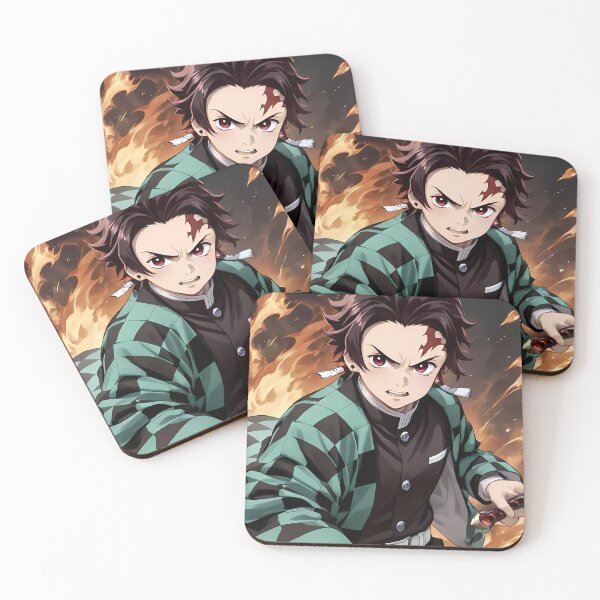 Item preview, Tanjiro Kamado Demon Slayer Flames Checkered Green Power Pose designed and sold by 108Recordings.