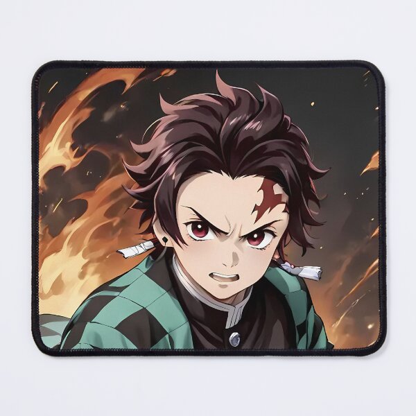 Item preview, Tanjiro Kamado Demon Slayer Flames Checkered Green Power Pose designed and sold by 108Recordings.