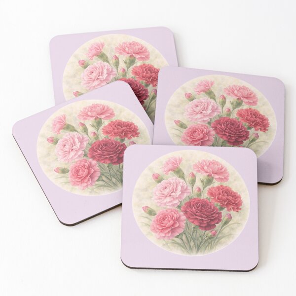 Item preview, Carnation Charm – Classic Ruffled Bloom Circle Design designed and sold by TheJoyfulPen.