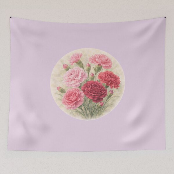 Item preview, Carnation Charm – Classic Ruffled Bloom Circle Design designed and sold by TheJoyfulPen.