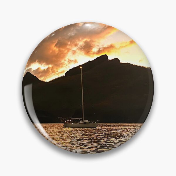 Item preview, sailboat at sunset with mast light in the Marquesas designed and sold by Sailmates Reflections.