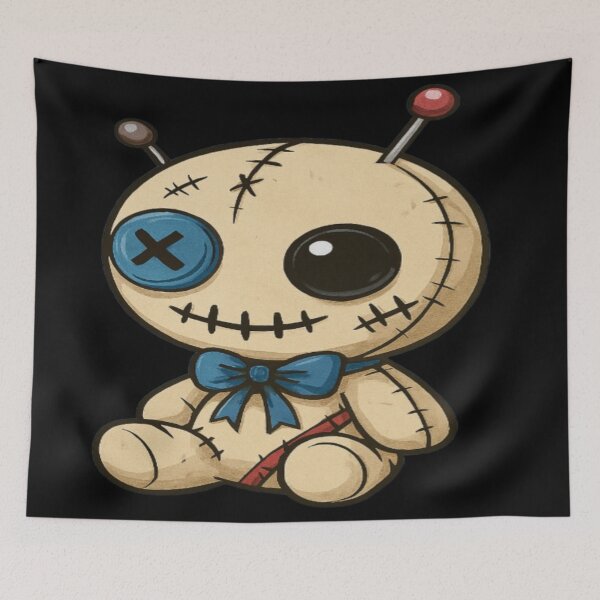 Item preview, Voodoo Doll with Blue Bow and Pins designed and sold by Ecosetereos.