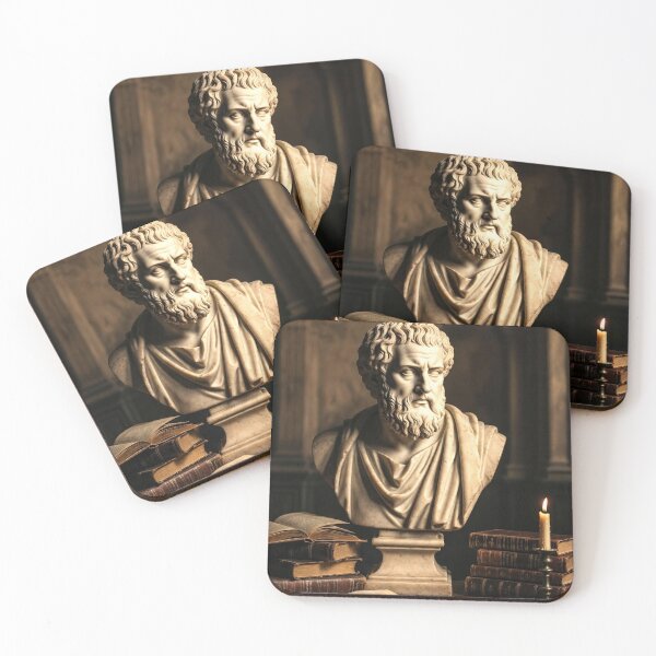 Item preview, Marble Philosopher Bust and Books — Classical Dark Academia Art designed and sold by semenol.