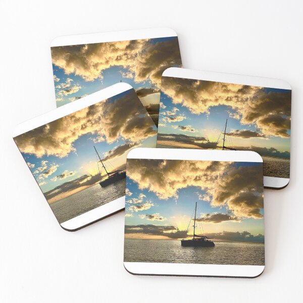 Item preview, Catamaran at Sunset In the Marquesan Islands designed and sold by Sailmates Reflections.