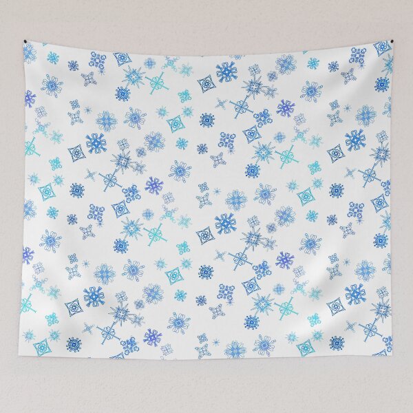 Item preview, Blue Snowflake Seamless Pattern - Minimalist Winter Line Art designed and sold by TheArtOfTreble.