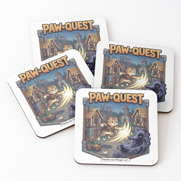 Item preview, Paw Quest Medieval Village Cat – Pixel Fantasy RPG Adventure designed and sold by PawMic.