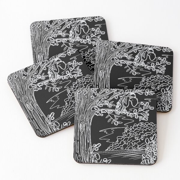 Item preview, Old Buzzard in Tree - Gothic White Line Art Illustration designed and sold by TheArtOfTreble.