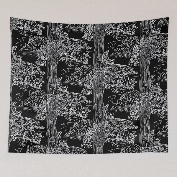 Item preview, Old Buzzard in Tree - Gothic White Line Art Illustration designed and sold by TheArtOfTreble.