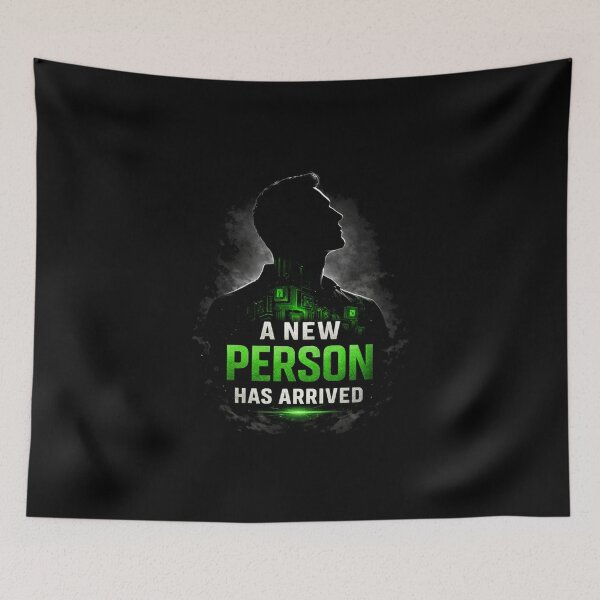Item preview, A New Person Has Arrived Cyberpunk AI Digital Awakening Tech Art designed and sold by SoulFlex.