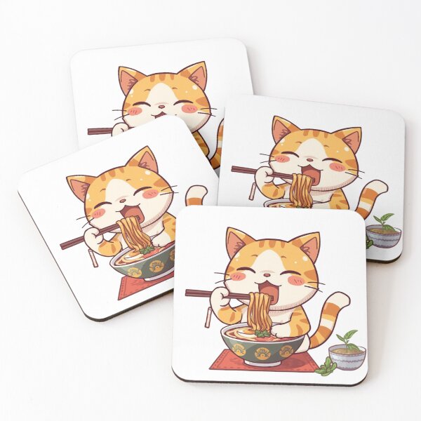 Item preview, Kawaii cat eating ramen  designed and sold by JosueShop101.