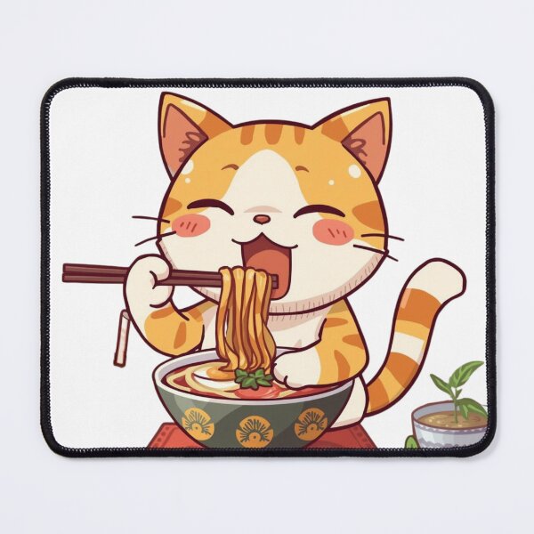 Item preview, Kawaii cat eating ramen  designed and sold by JosueShop101.