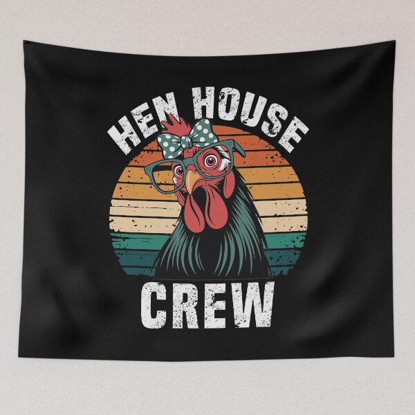 Item preview, Hen House Crew - Retro Sunset Chicken For Farmers designed and sold by Dmetalx Art Apparel.