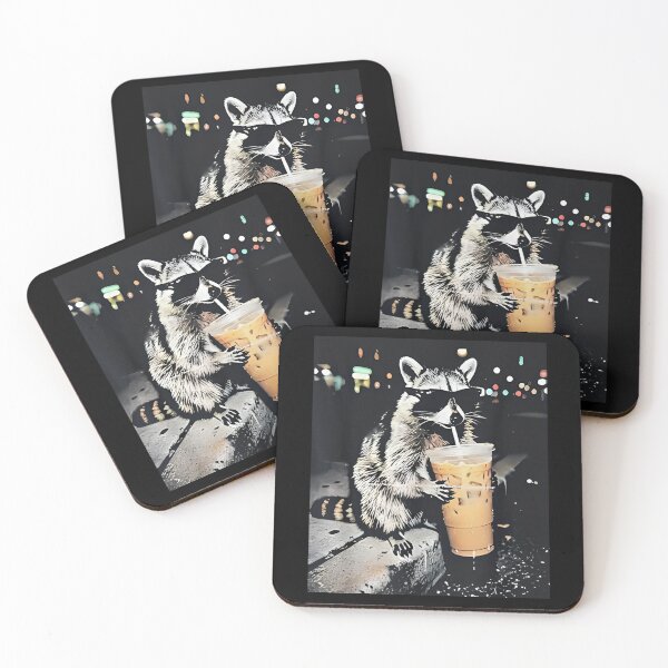 Item preview, Funny Raccoon Drinking iced Coffee unisex designed and sold by NonBuyingData.